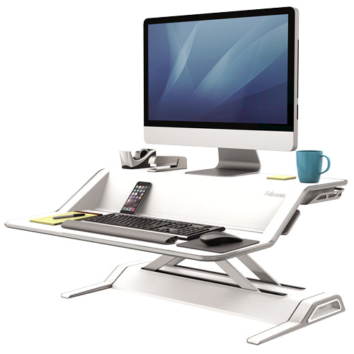 Fellowes Stehtisch – 80,6 × 20,7 × 14–43,2 cm – weiss – höhenverstellbar