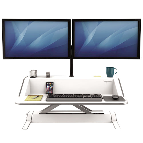 Fellowes Stehtisch – 80,6 × 20,7 × 14–43,2 cm – weiss – höhenverstellbar