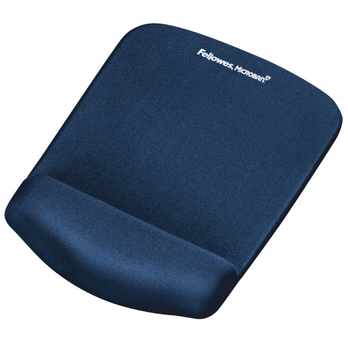 Fellowes Mausmatte mit Handgelenkauflage – PlushTouch – für Maus – FoamFusion, antimikrobiell – Blau