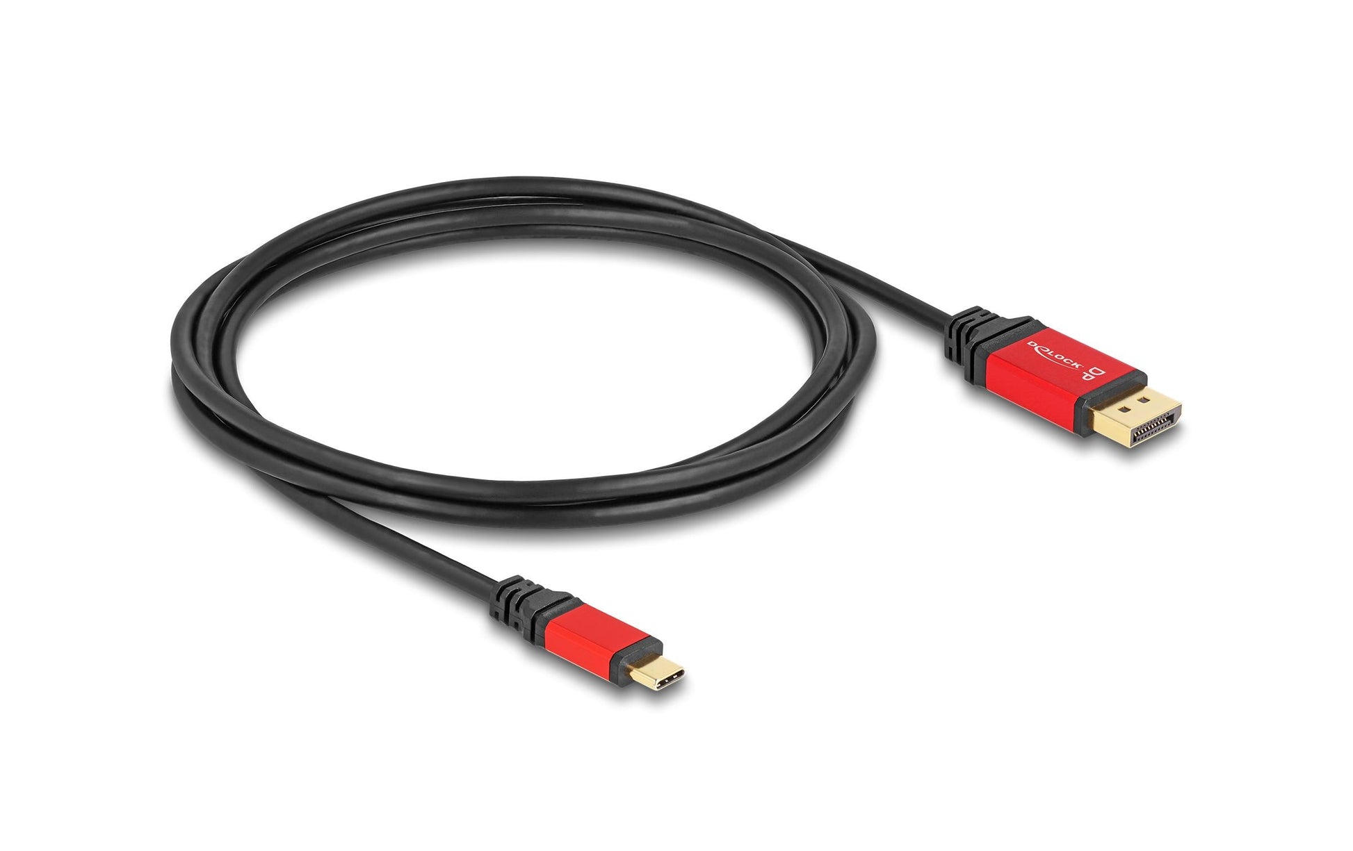 DeLOCK USB-C auf DisplayPort Kabel DP 1.4 8K 60 Hz – 3 m – HDR – Schwarz/Rot