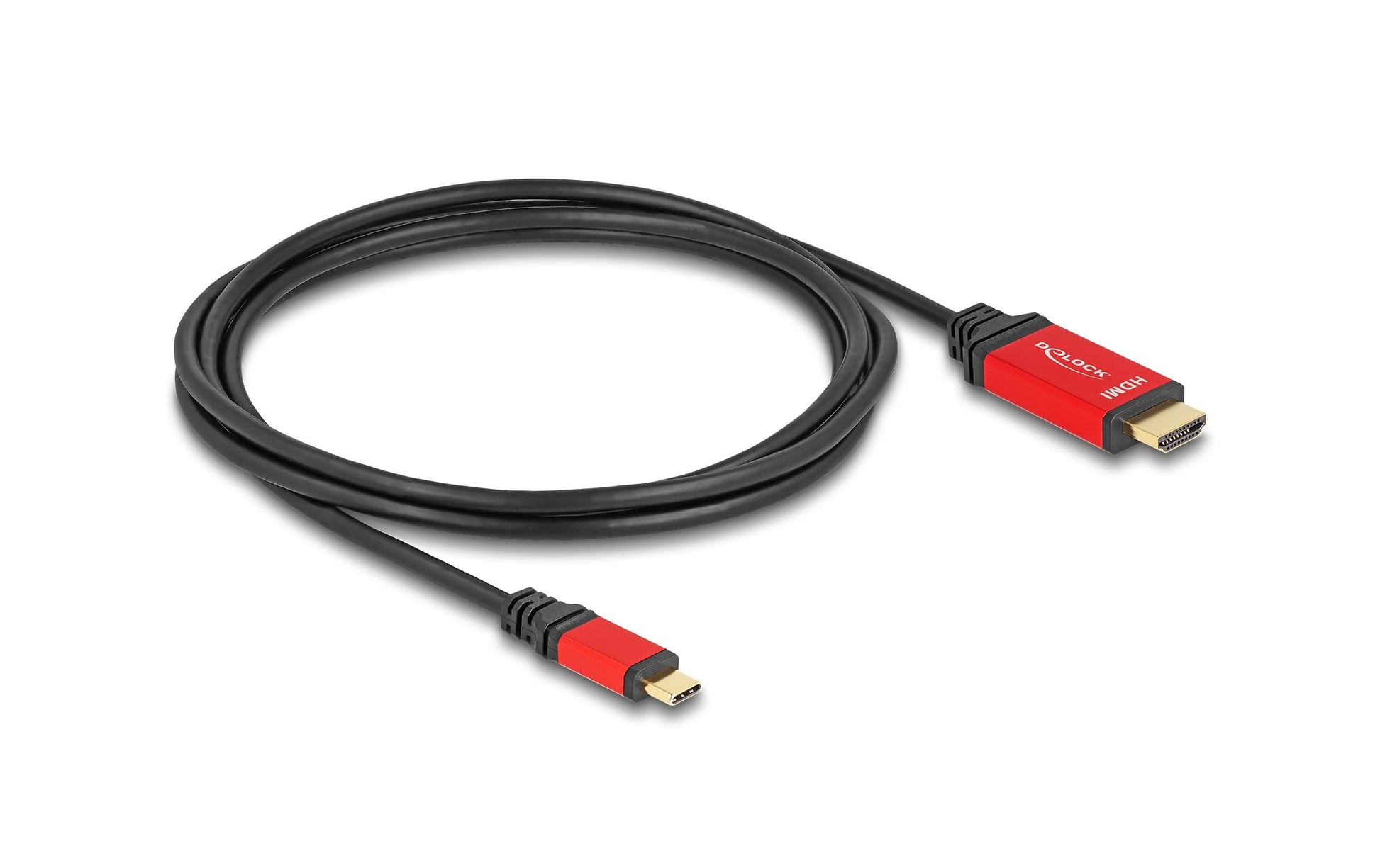DeLOCK USB-C auf HDMI Kabel DP 1.4 8K 60 Hz – 2 m – HDR – Schwarz/Rot