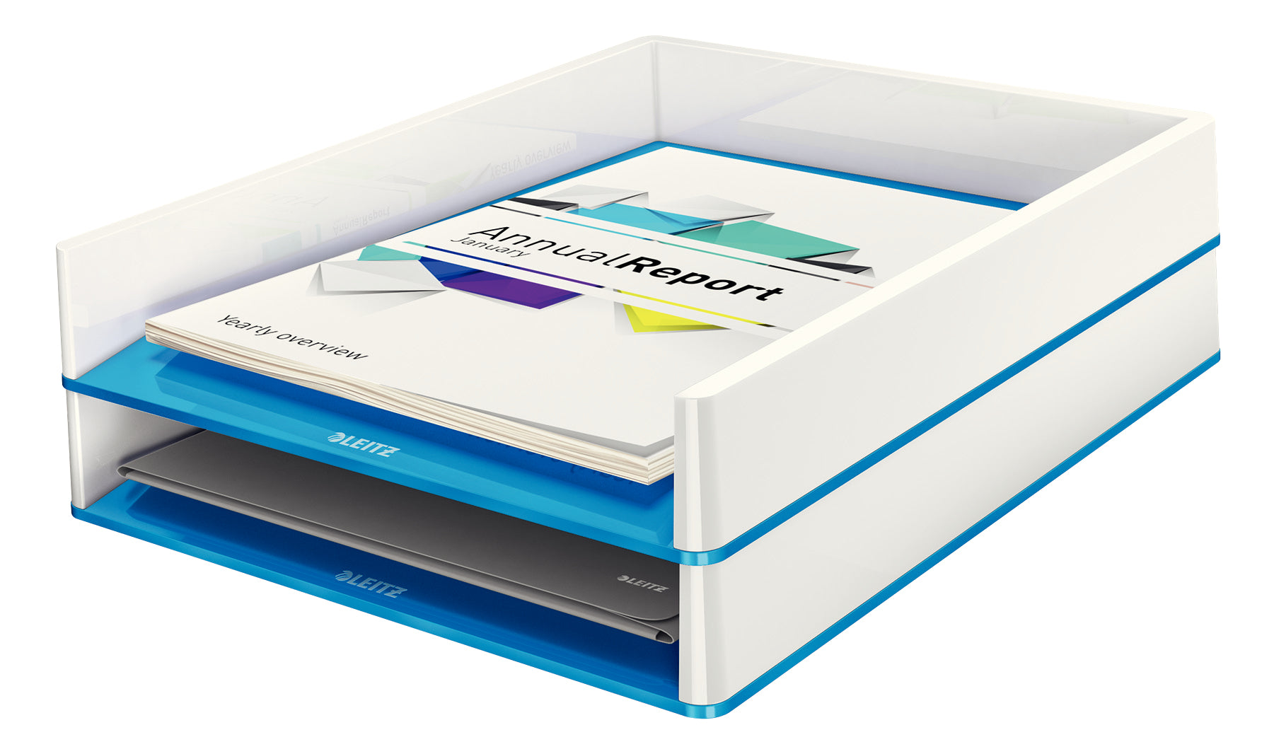 Leitz WOW – Briefkorb für A4, Polystyrol (PS), Blau, Metallisch, 267 × 49 × 336 mm