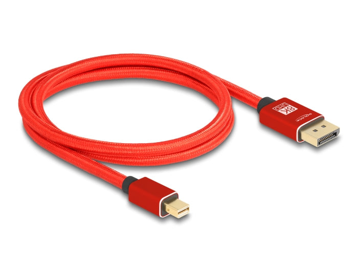 DeLOCK Mini-DisplayPort auf DisplayPort Kabel DP 1.4 8K 60 Hz – 1 m – Rot