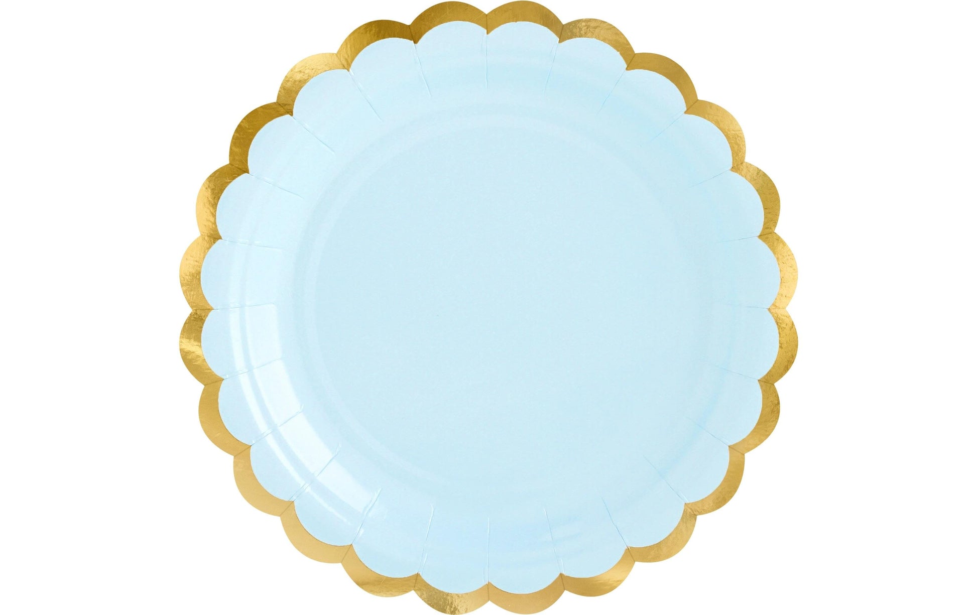 PartyDeco Teller, Papier/Karton, rund – Ø 18 cm, blau mit Goldrand – 6 Stk.