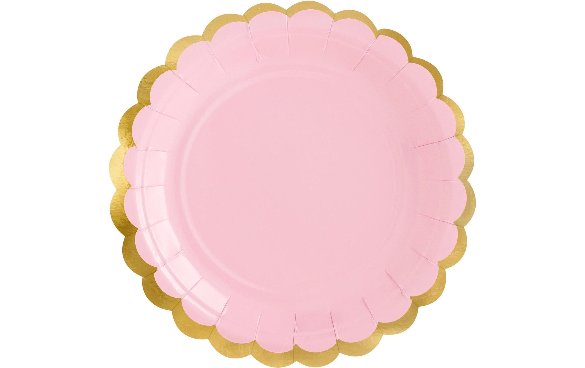 PartyDeco Teller, Papier/Karton – Ø 18 cm, Rosa mit Goldrand – 6 Stk.