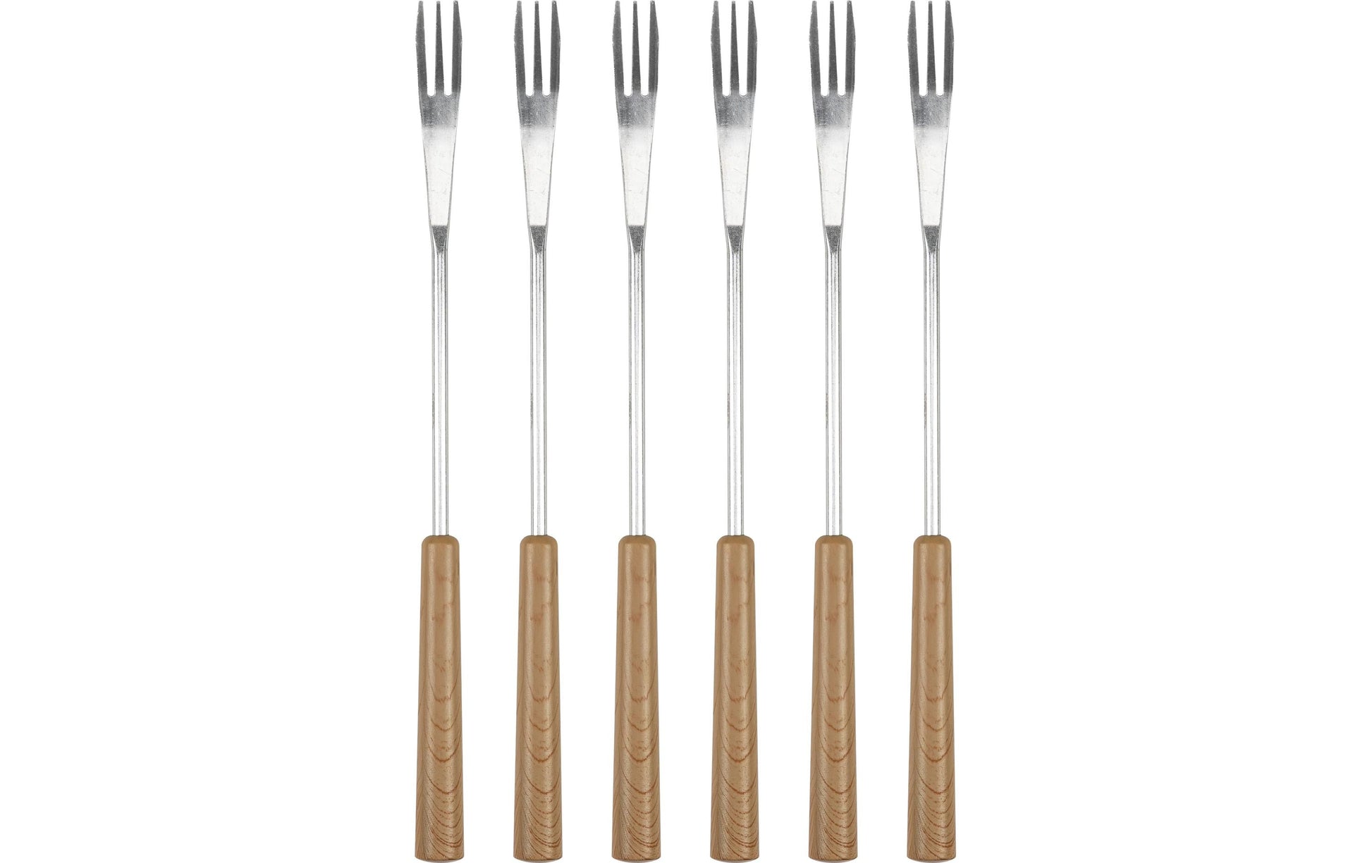 Nouvel Fonduegabeln – 6er-Set, 26 cm, Edelstahl, Kunststoffgriff, Braun, für Käsefondue, spülmaschinenfest