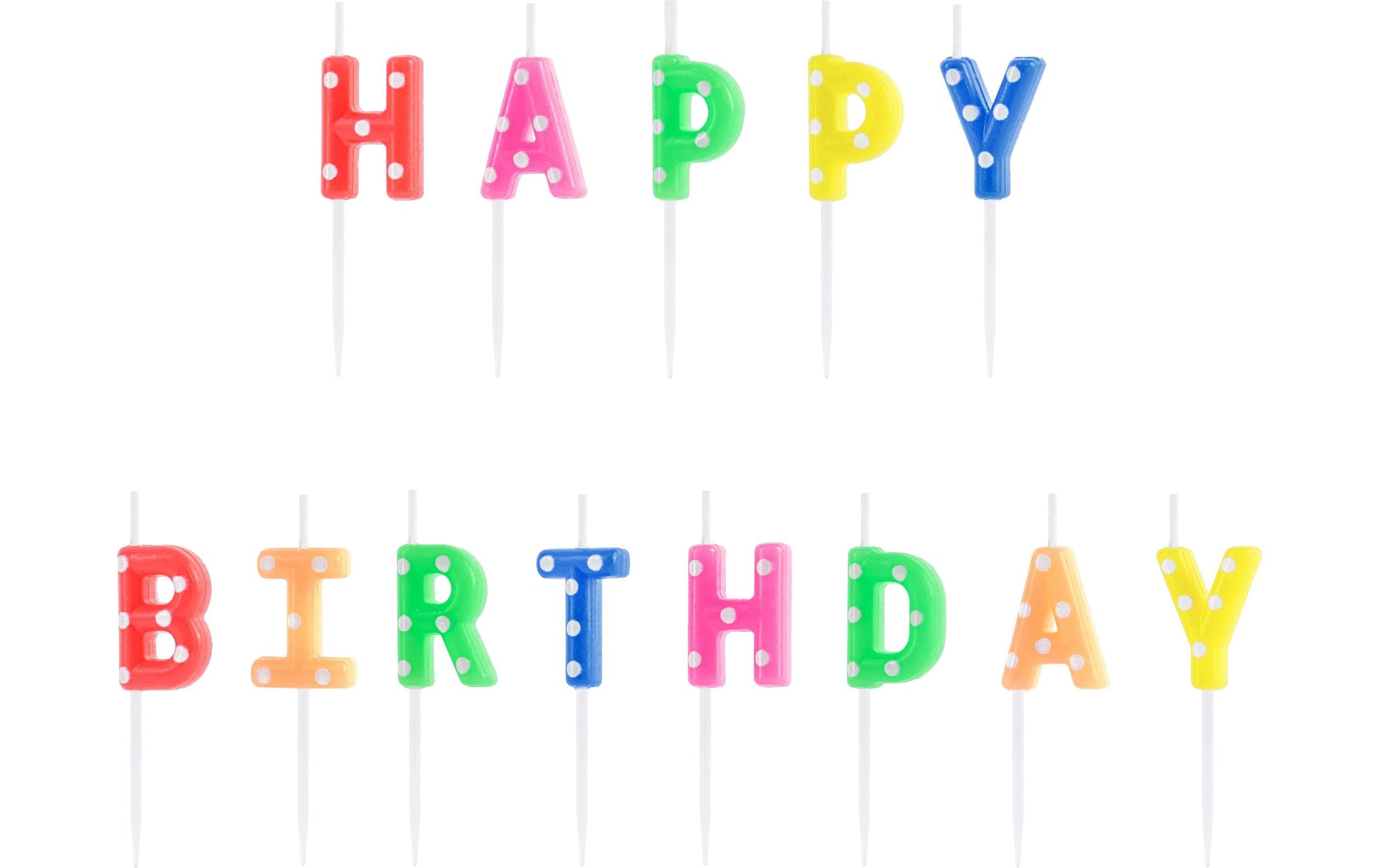 PartyDeco Geburtstagskerzen Happy Birthday – mehrfarbig – 2,5 cm – 13 Stk