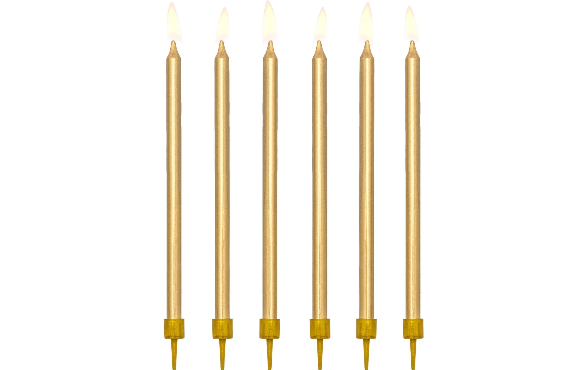 PartyDeco Kerzen – Gold – 12 cm – 12 Stk – mit Untertassen