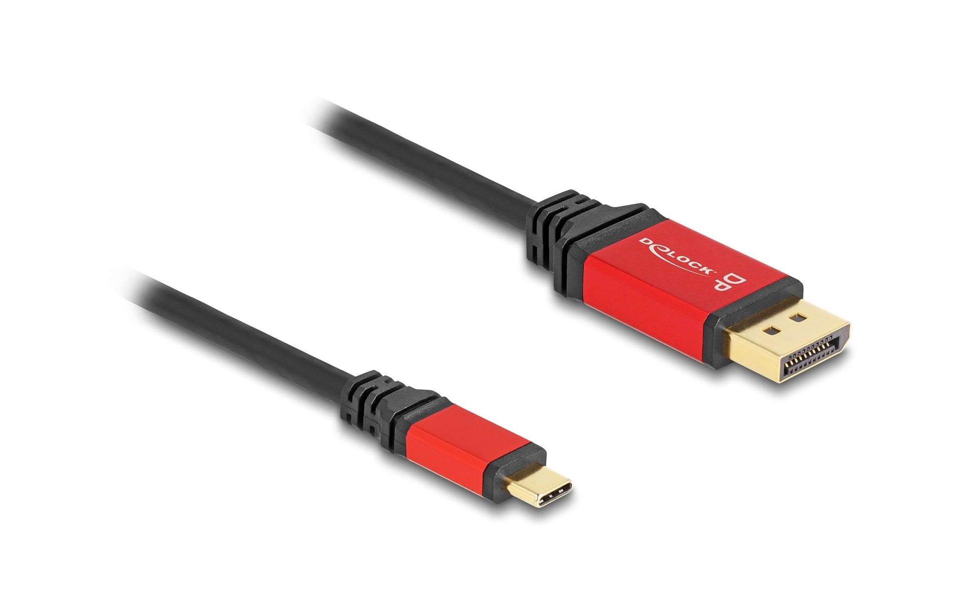 DeLOCK USB-C auf DisplayPort Kabel DP 1.4 8K 60 Hz – 3 m – HDR – Schwarz/Rot