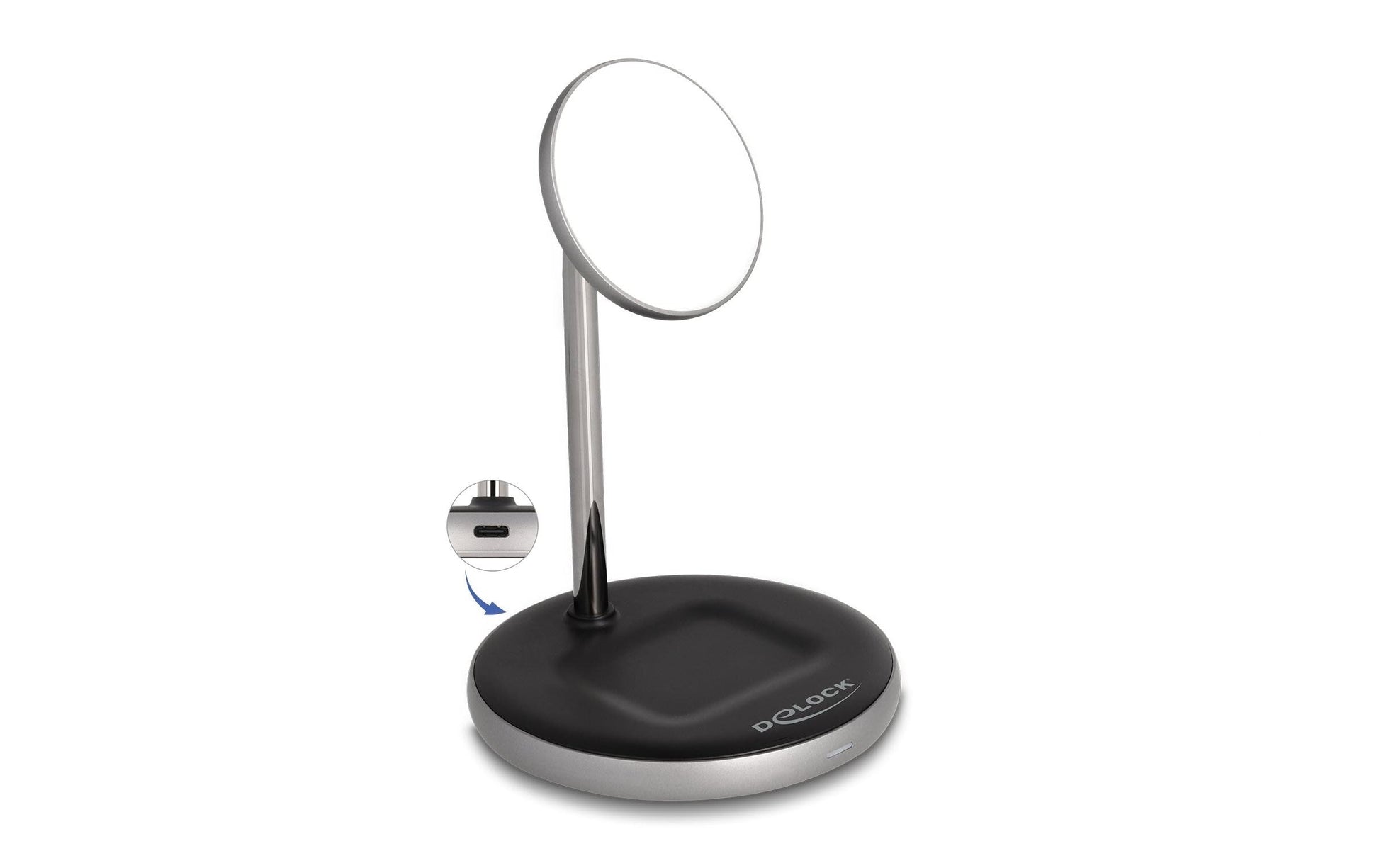 DeLOCK Qi Wireless Charger 2-in-1 – 5 W / 7,5 W / 10 W / 15 W, Schwarz, Grau, Weiss
