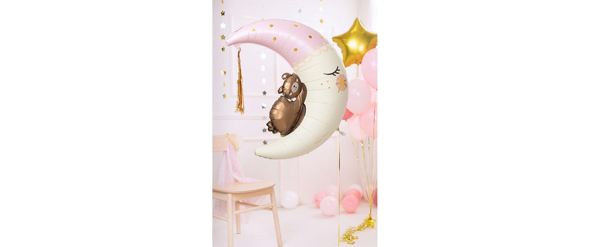 PartyDeco Folienballon Teddybär auf dem Mond – mehrfarbig – 71 × 86 cm – Folie – 1 Stk