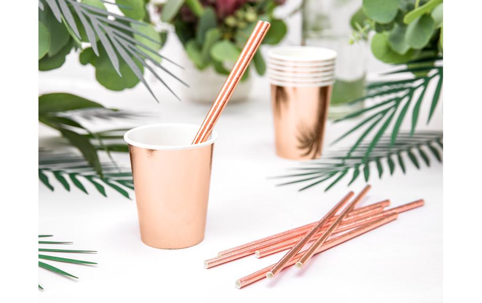 PartyDeco Trinkbecher, Papier/Karton – 2,2 dl Roségold – 6 Stk.