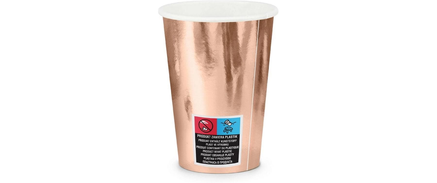 PartyDeco Trinkbecher, Papier/Karton – 2,2 dl Roségold – 6 Stk.