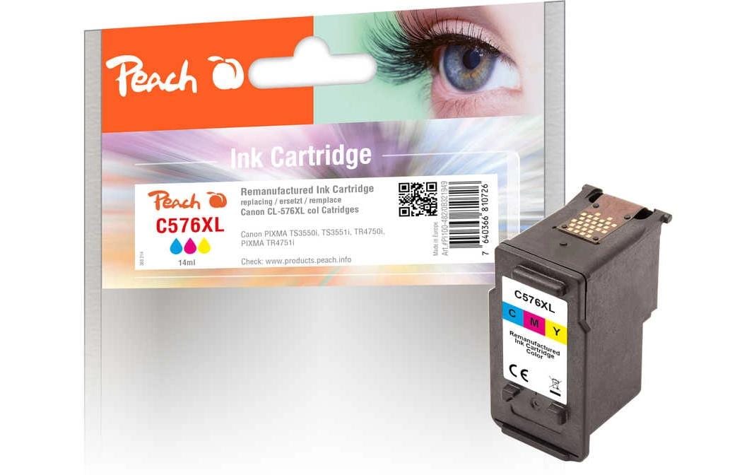 Peach CL-576XL Dreifarbig Tintenpatrone (Kompatibel) – 14 ml – für Canon Pixma TR 4750 i/4751 i, TS 3500 Serie