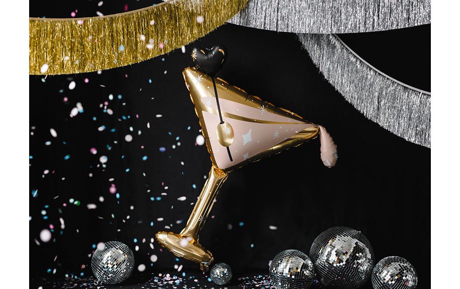 PartyDeco Folienballon Glas – 126 × 93 cm – Folie, Gold