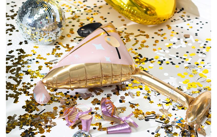 PartyDeco Folienballon Glas – 126 × 93 cm – Folie, Gold