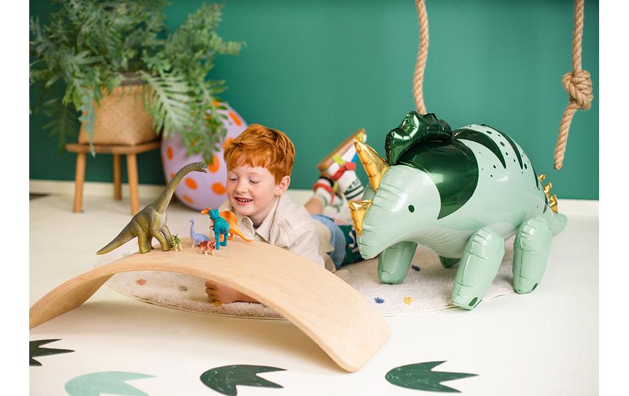 PartyDeco Folienballon Triceratops – Grün – 93 × 49 cm – Folie – 1 Stk
