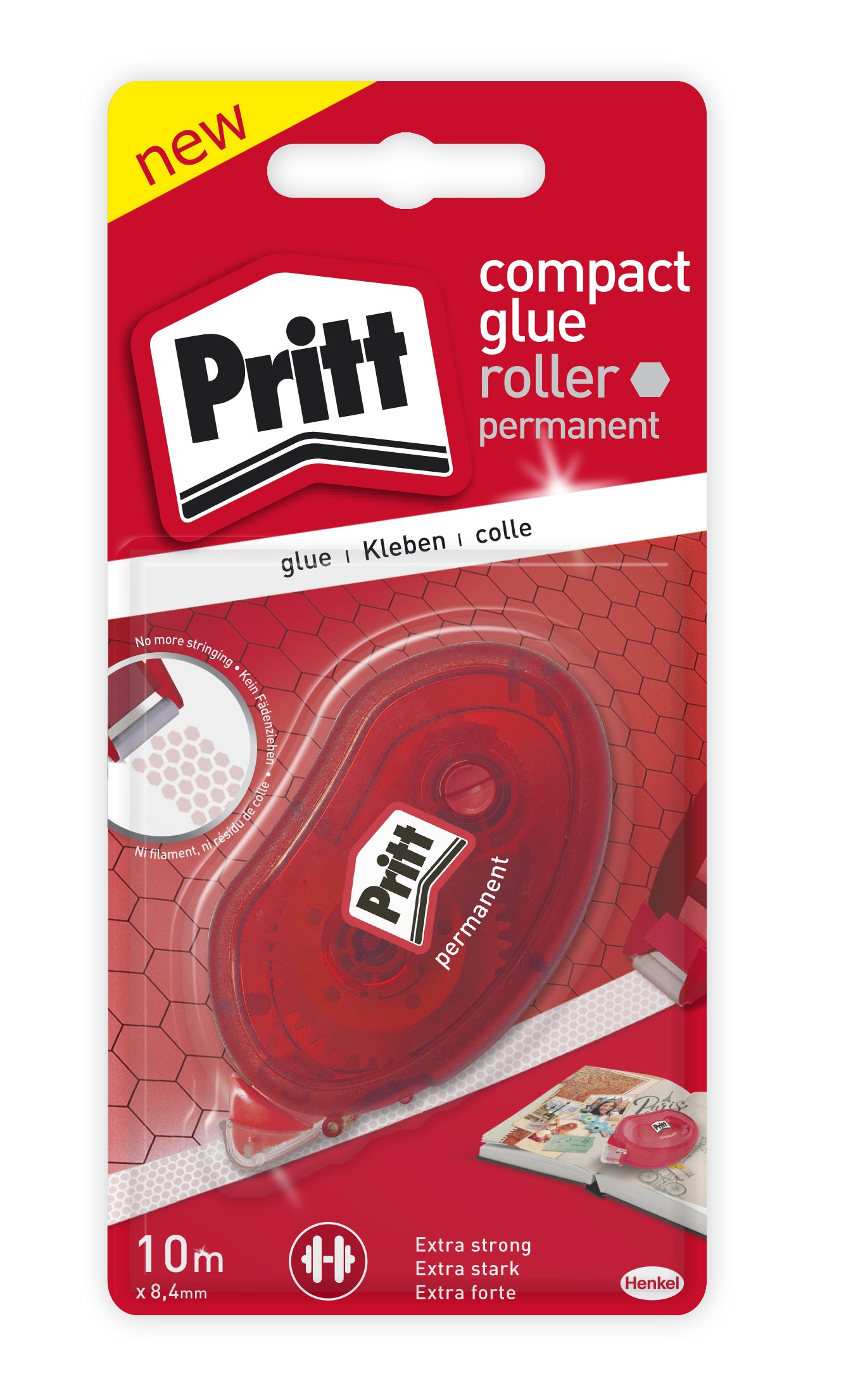 Pritt Kompakter Kleberoller Permanent – 8,4 mm × 10 m, 1 Stk.