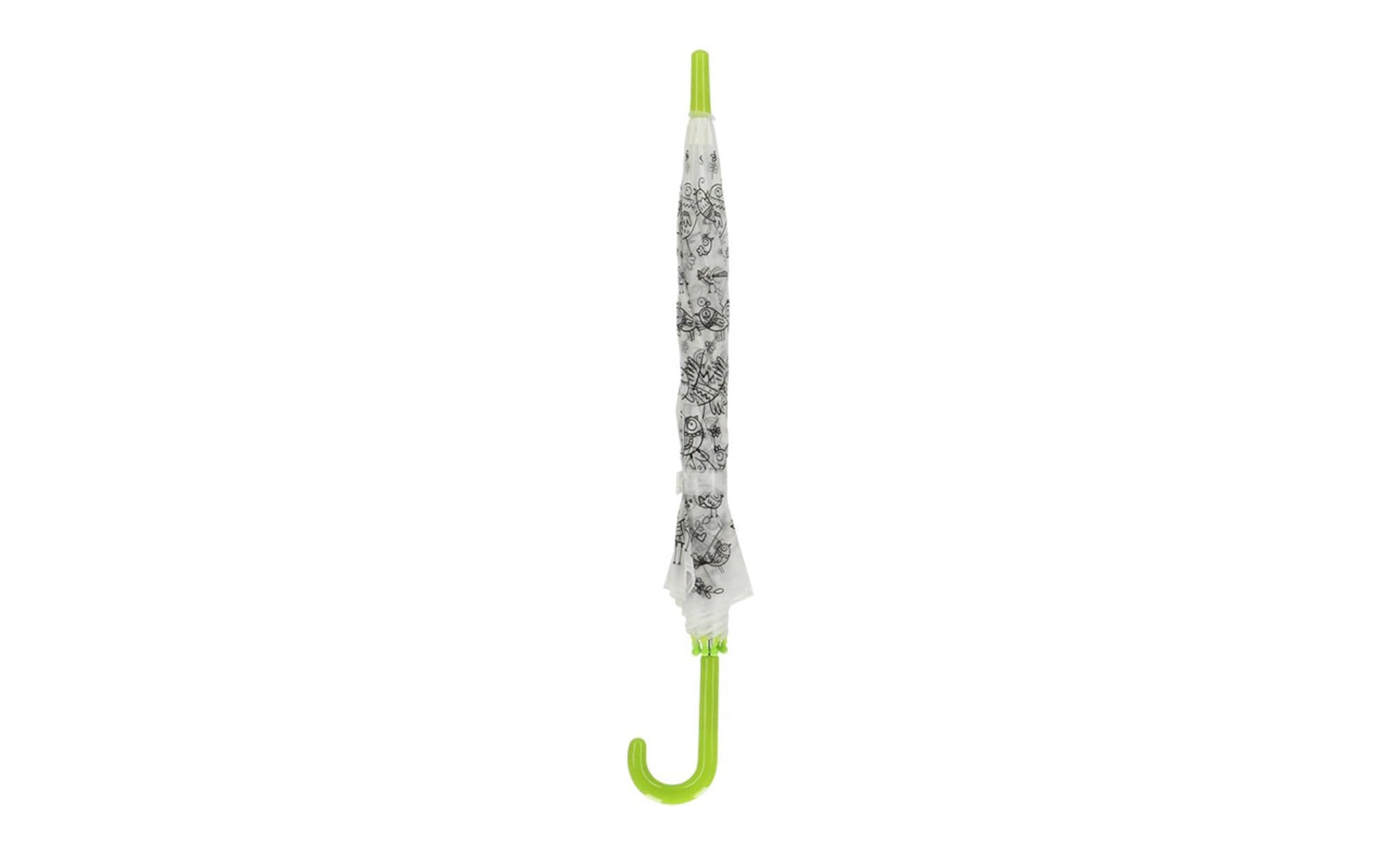 Esschert Design Kinderregenschirm – Ø 70,5 cm – Weiss Vögel – zum Ausmalen, mit Markern