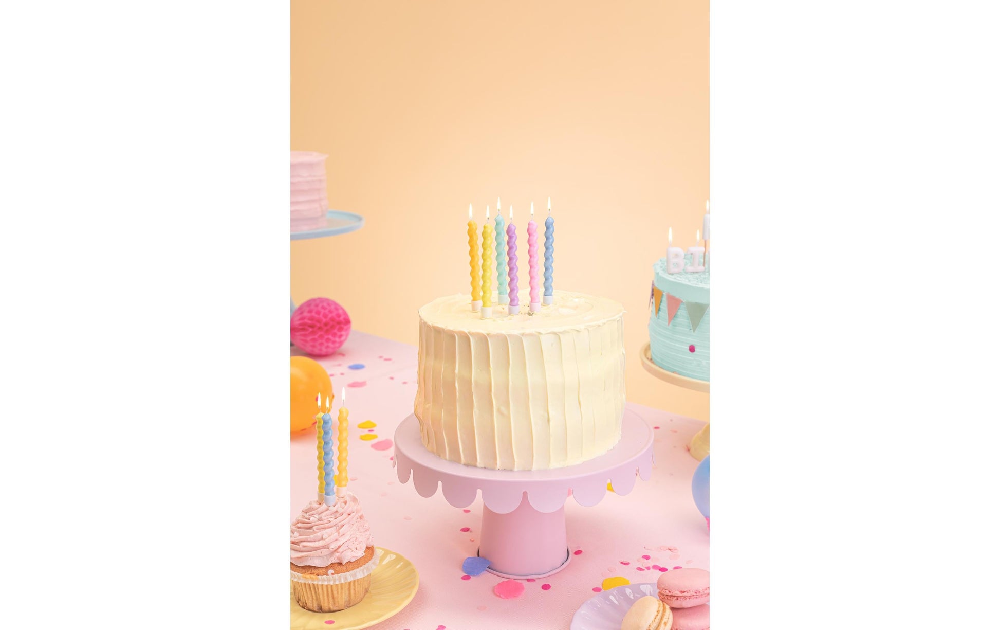 PartyDeco Geburtstagskerzen Spirale – Mehrfarbig – 8,5 cm – 6 Stk
