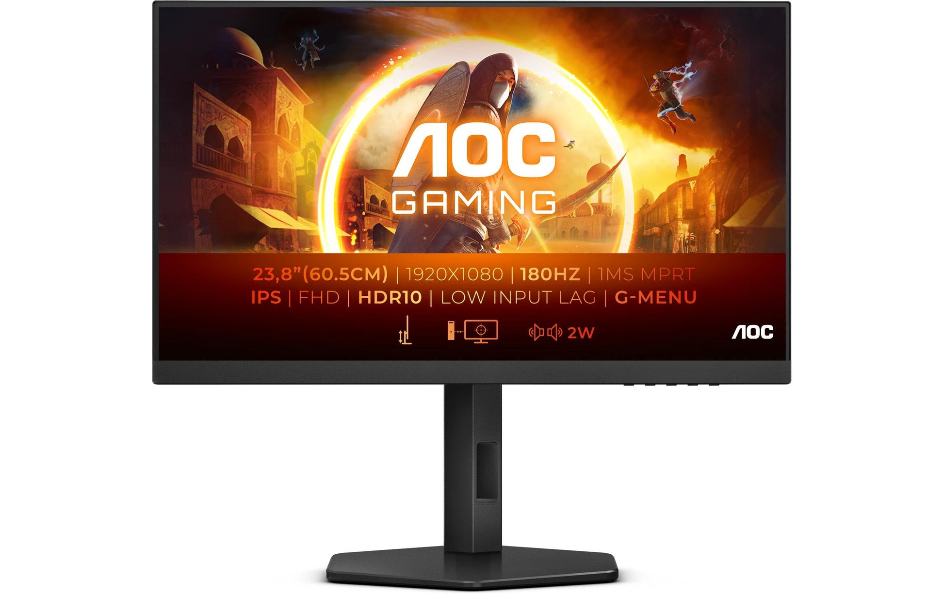 AOC 27G4X – Monitor, 27", 1920 × 1080 (Full HD), Fast IPS, 180 Hz, 300 cd/m², G-SYNC, VESA 100 × 100, Schwarz