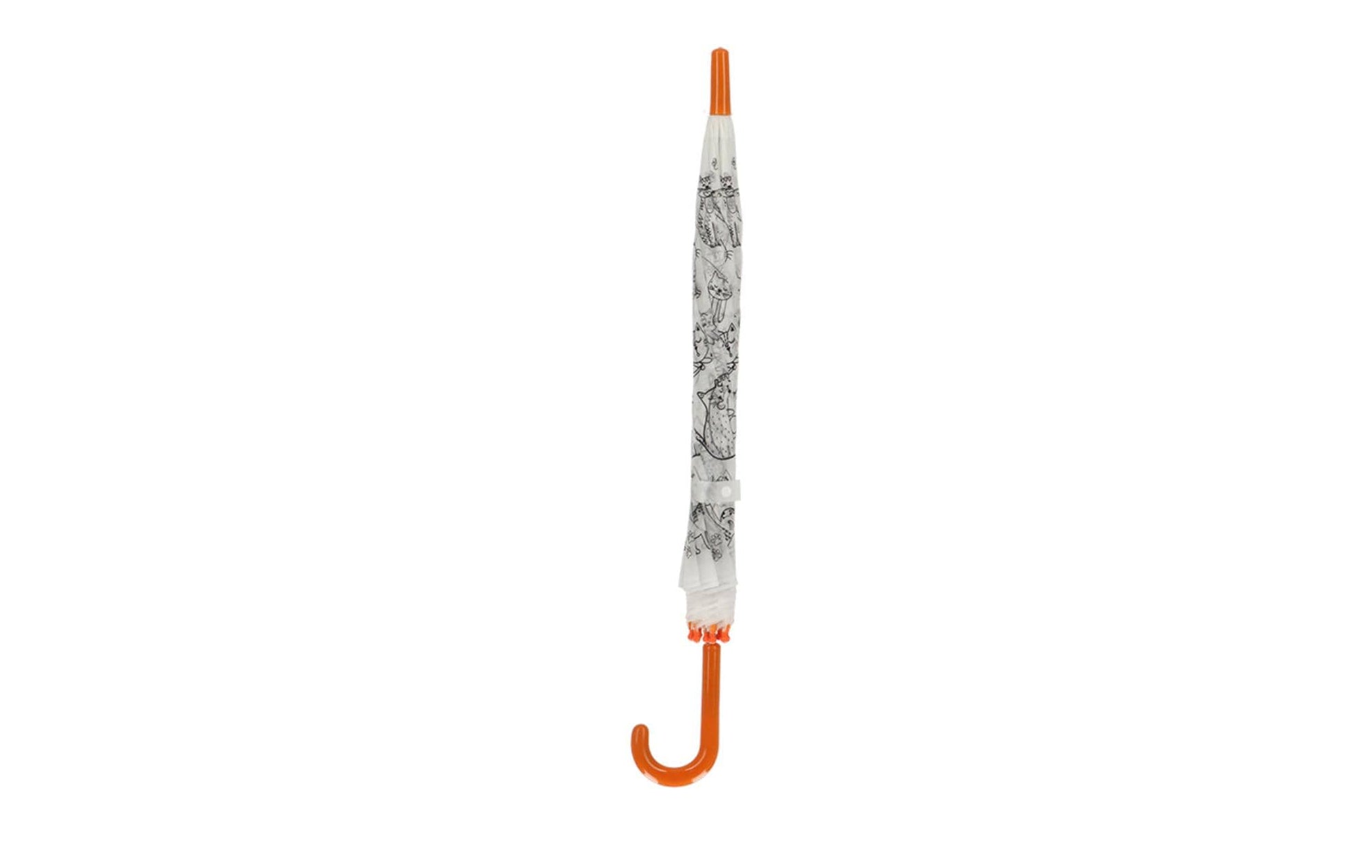 Esschert Design Kinderregenschirm Katzen – Ø 70,5 cm – weiss – zum Ausmalen, mit Markern