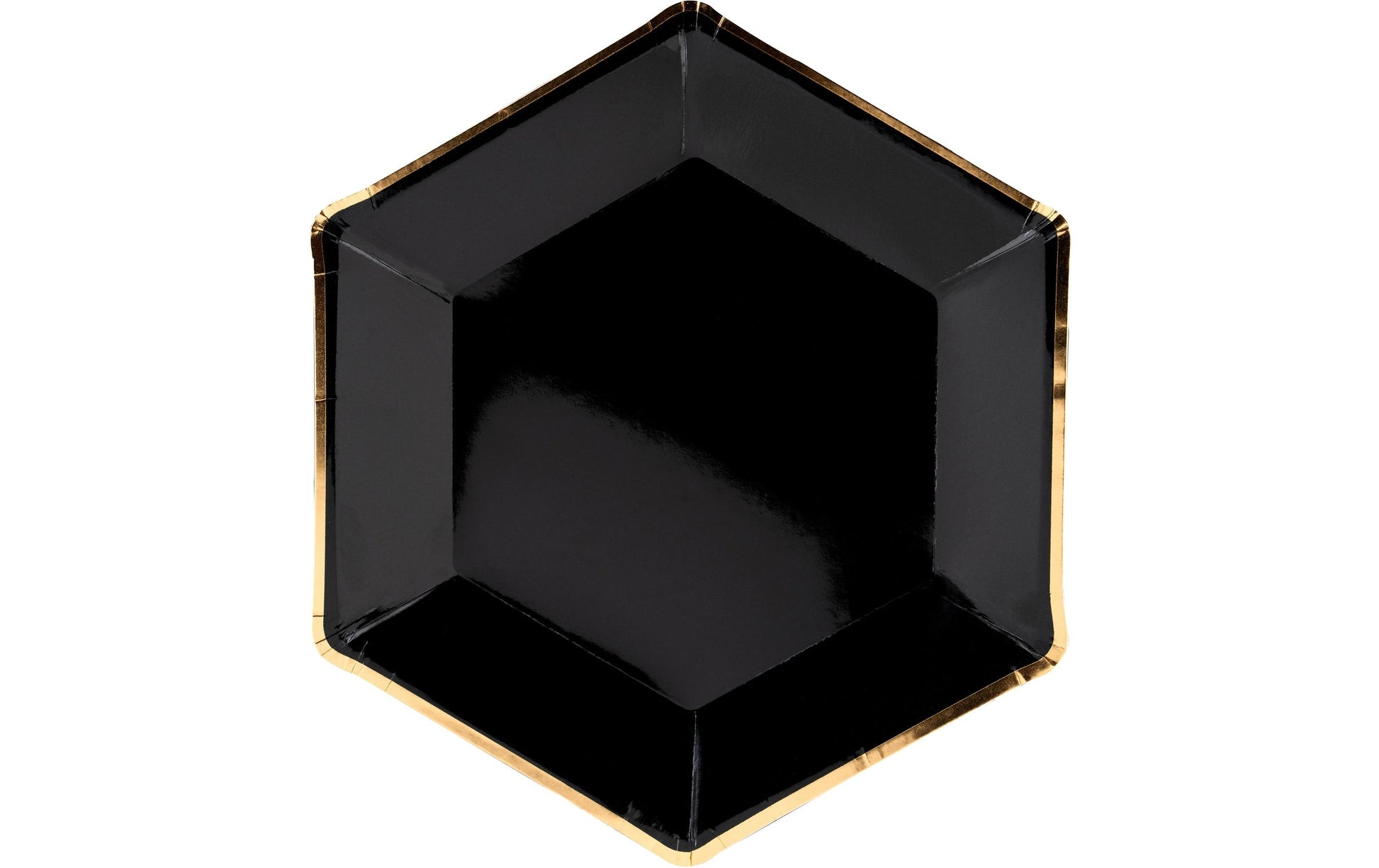 PartyDeco Lets Celebrate Teller, Papier/Karton, Sechseck – Ø 23 cm, Schwarz/Gold – 6 Stk.
