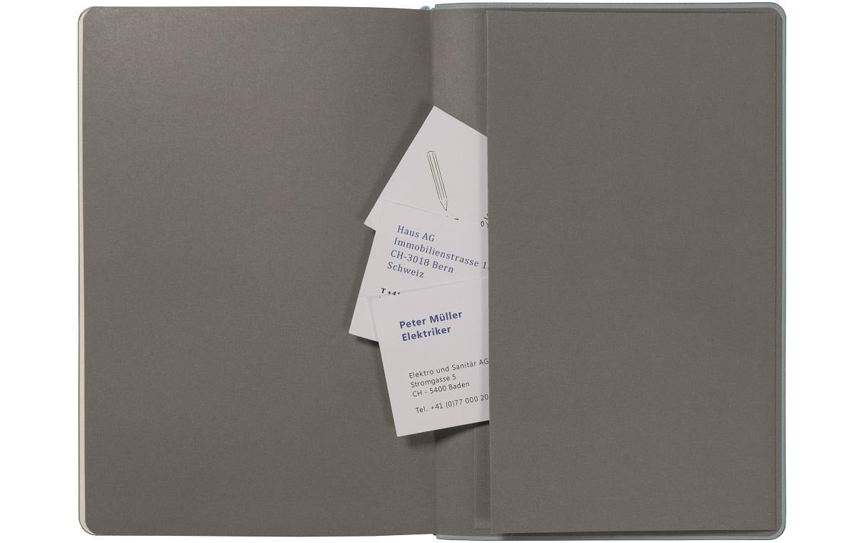 Kolma Smooth Notizbuch – A5 – liniert – 144 Blatt – 80 g/m² – Stiftschlaufe, Einstecktasche – schwarz