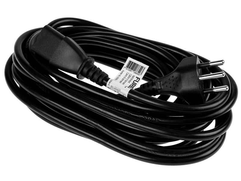 Furber. Netzkabel – T12–IEC C13, 5 m, 230 V/10 A, Schwarz