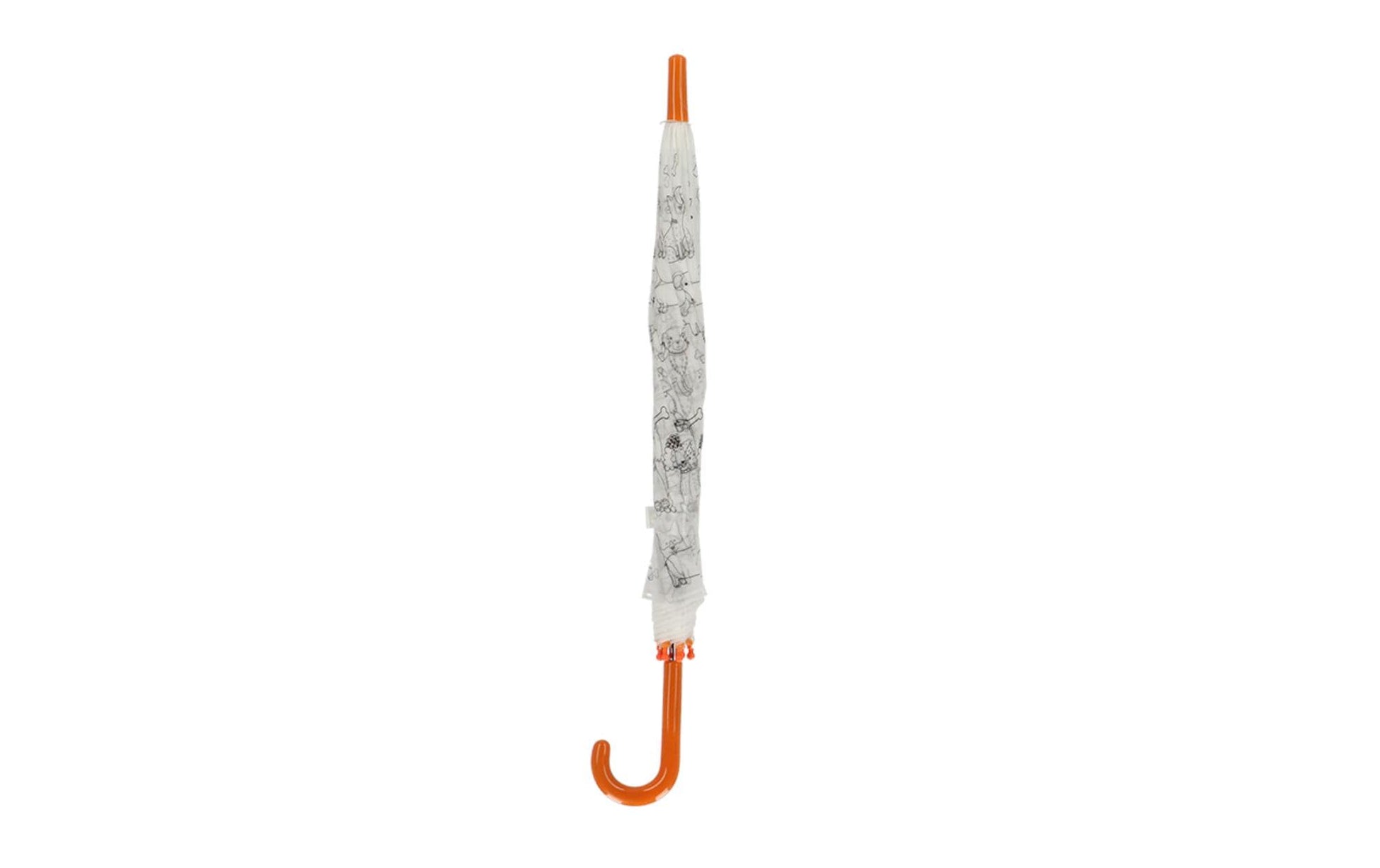 Esschert Design Stockschirm KG279 – Ø 70,5 cm, L 69,2 cm – Orange Hunde – zum Ausmalen, mit Markern