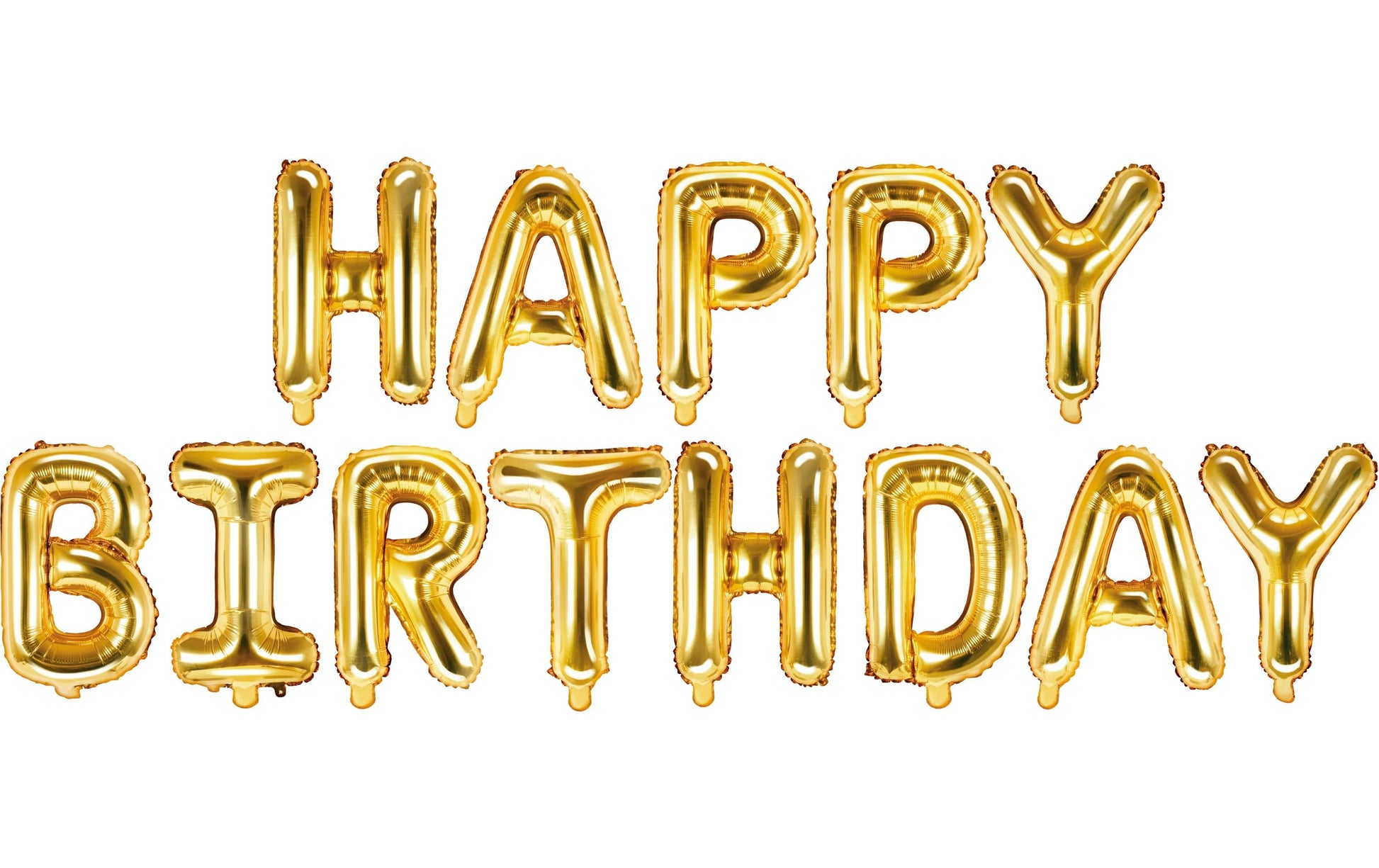 PartyDeco Folienballon Happy Birthday – Gold – 340 × 35 cm – 1 Stk