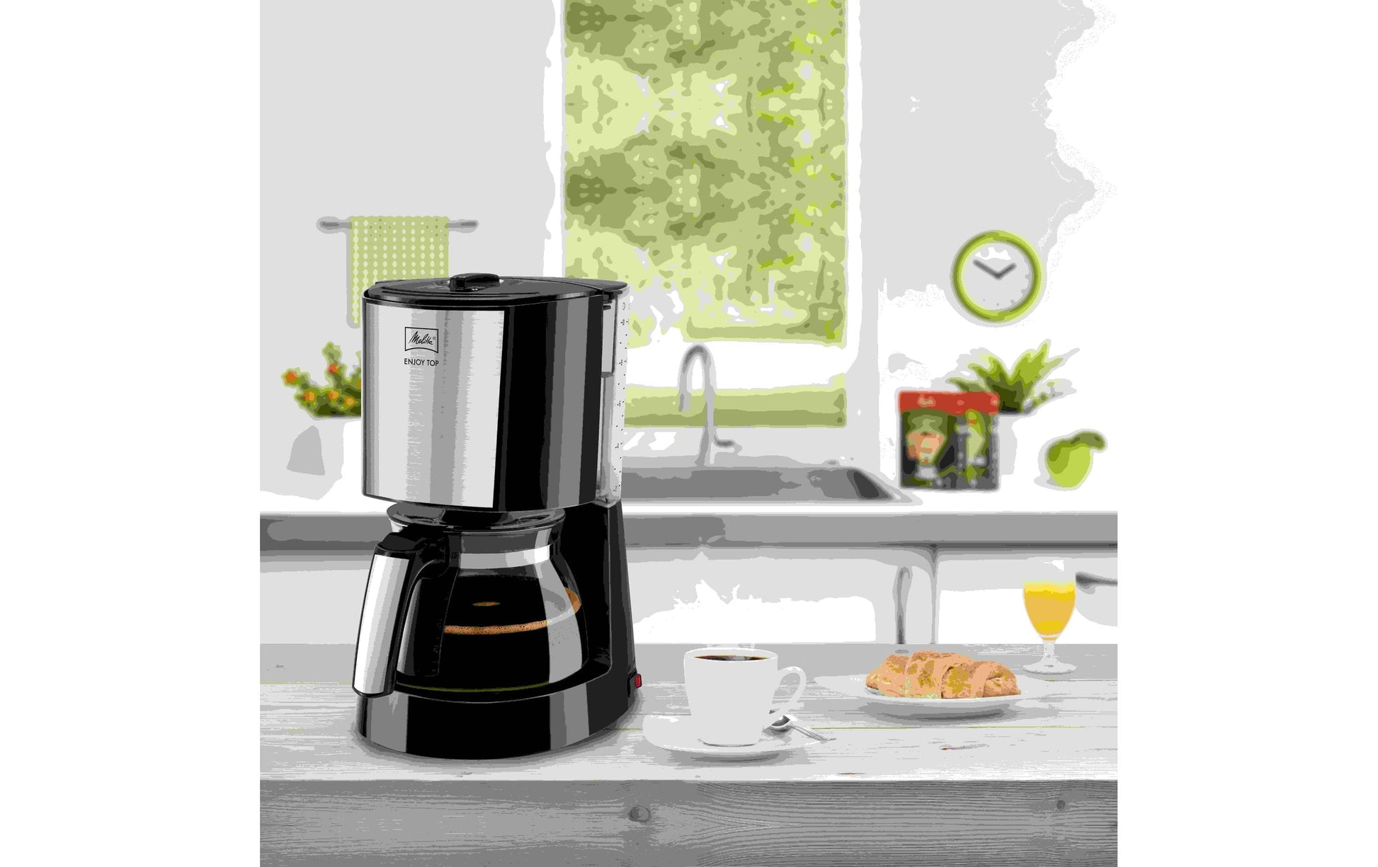 Melitta Enjoy Top 7-04 Filterkaffeemaschine – 10 Tassen, 1,3 l, Karaffe, Schwarz, 18,8 × 31,8 × 23,0 cm