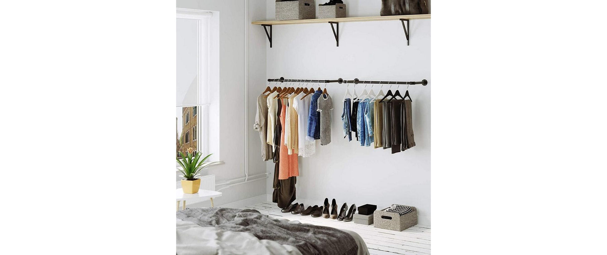 Songmics Wandhalterung – Stahl – Schwarz (– 50 kg) – 920 × 75 × 300 mm