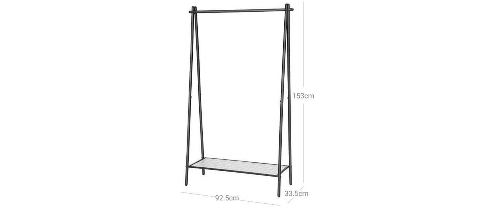 Songmics Garderobenständer – Stahl, Schwarz matt, 33,5 × 92,5 × 153 cm