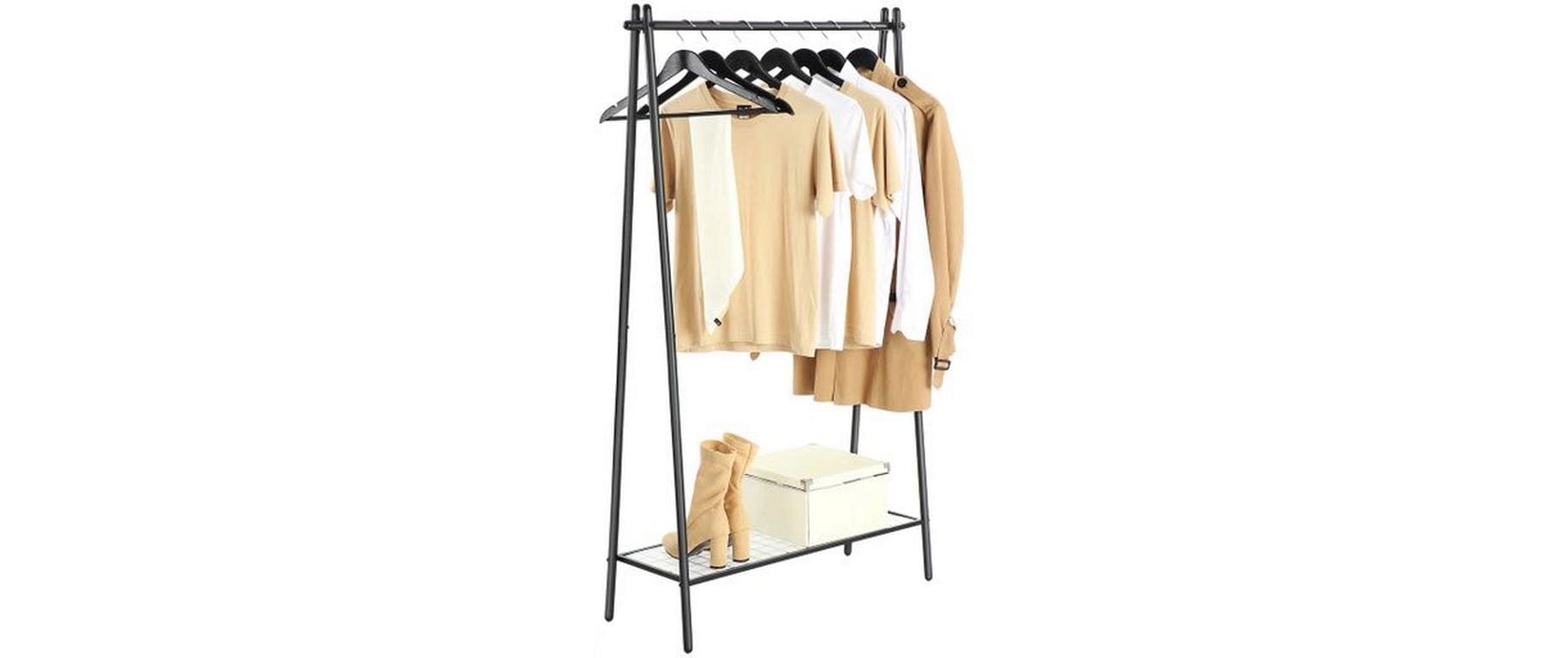 Songmics Garderobenständer – Stahl, Schwarz matt, 33,5 × 92,5 × 153 cm