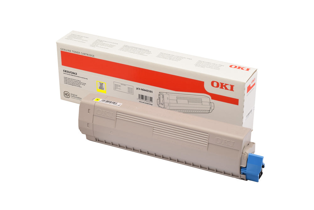 OKI Toner 46443101 – Gelb, 10000 Seiten – für OKI C833/C843