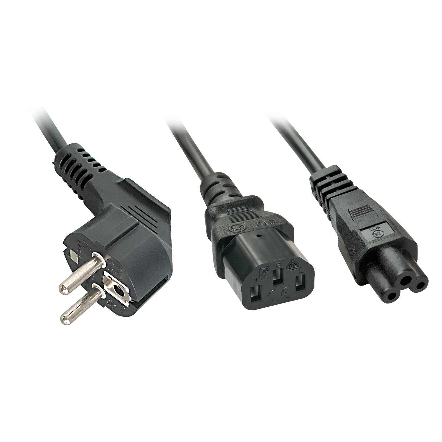 Lindy Netzkabel, Schuko auf IEC C13 und IEC C5, Y-Kabel, 2 m