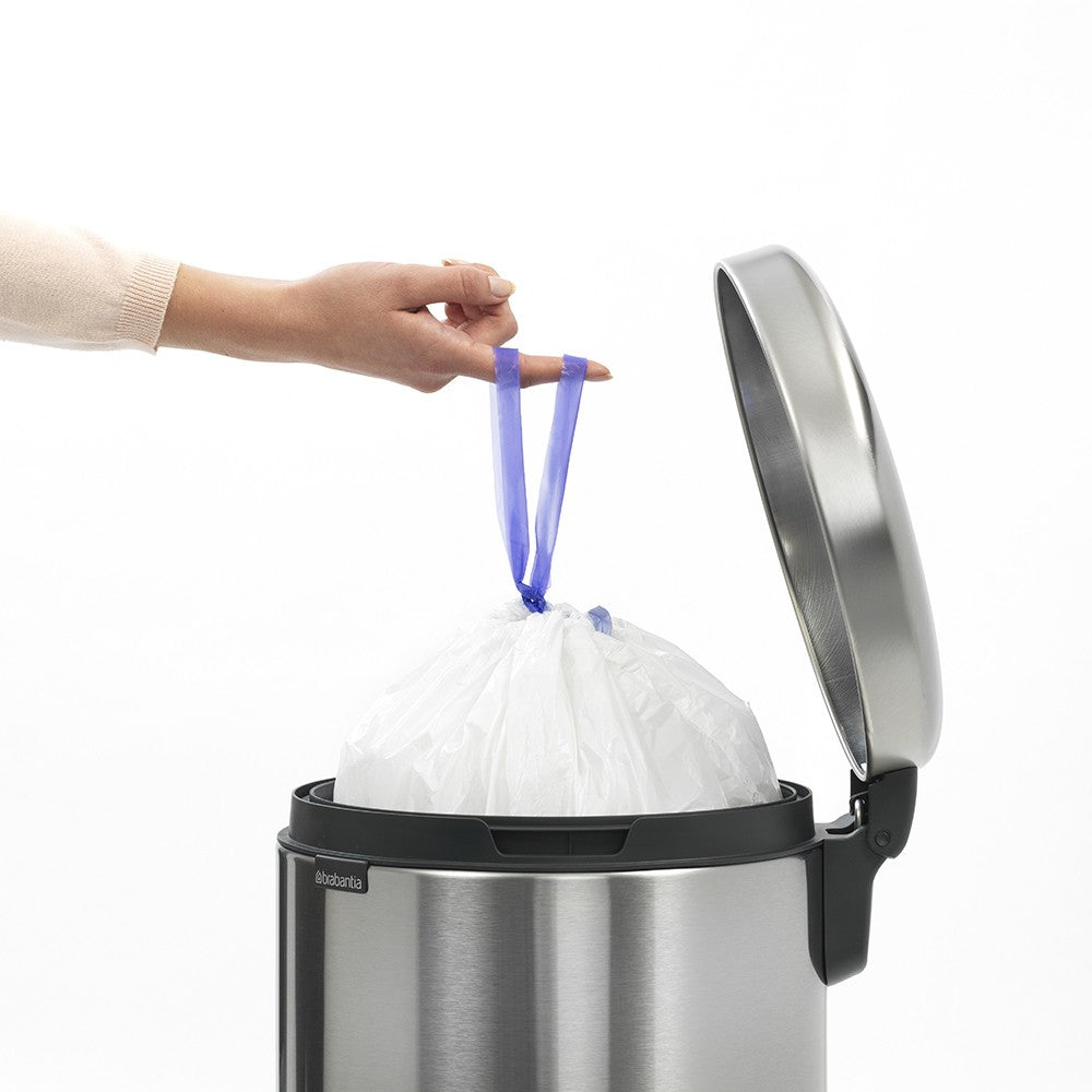 Brabantia NewIcon Papierkorb – 20 l – Edelstahl, silber matt – Ø 290 × H 467 mm