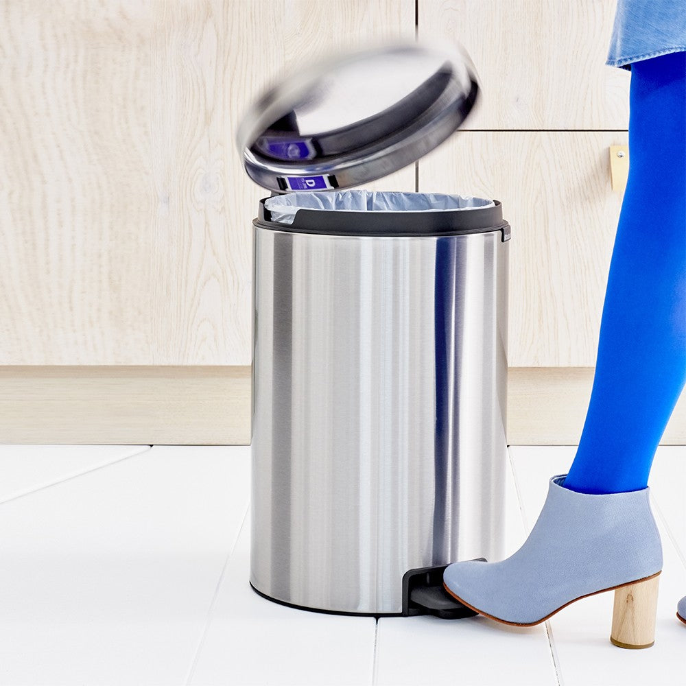 Brabantia NewIcon Papierkorb – 20 l – Edelstahl, silber matt – Ø 290 × H 467 mm