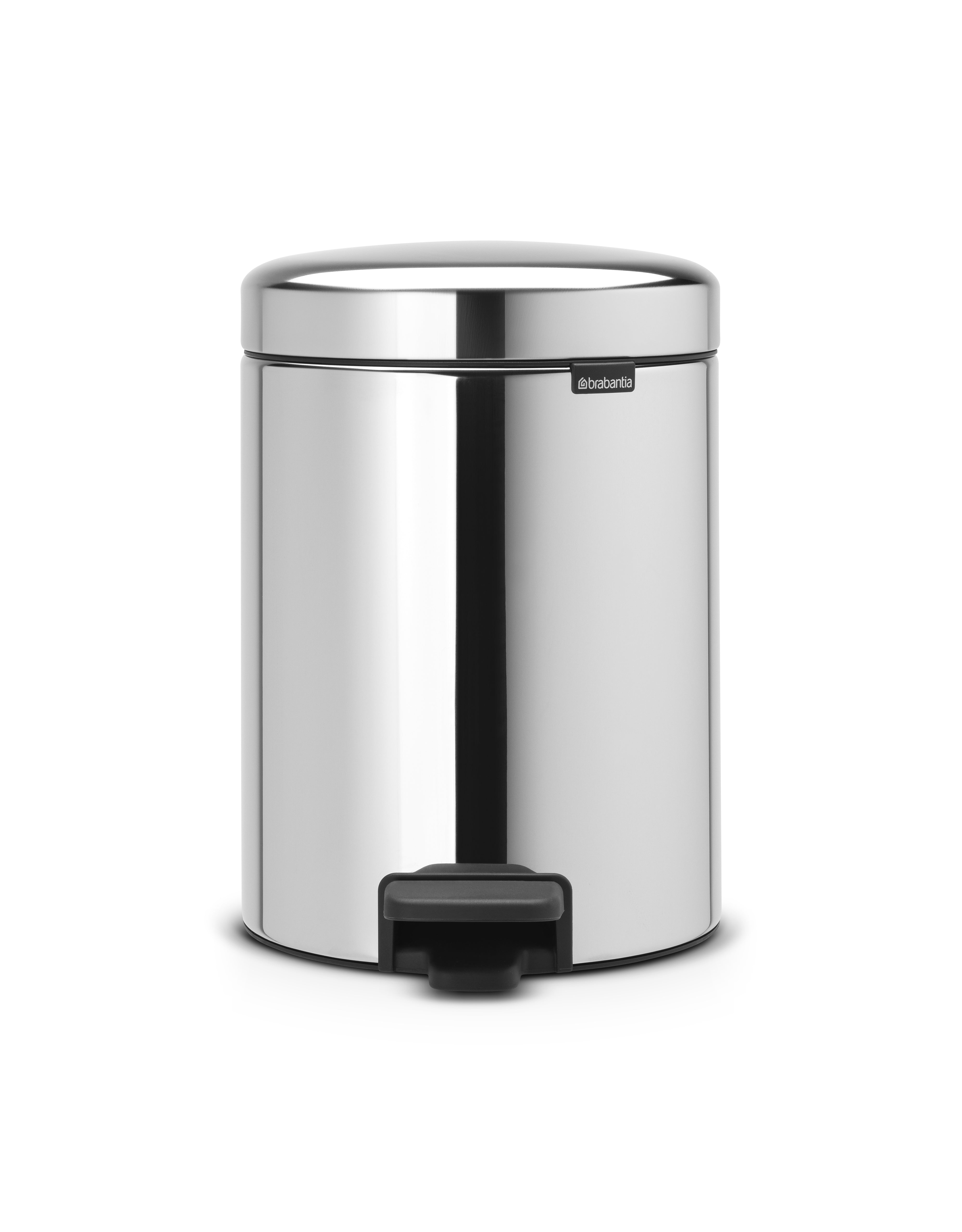 Brabantia Treteimer – 5 l – Edelstahl, rund – Soft-Close, Anti-Rutsch