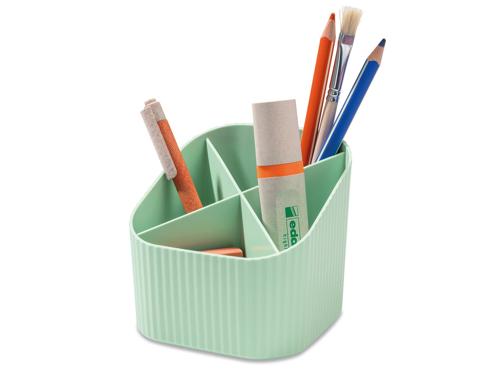 HAN Stifteköcher – 4 Fächer, grün, Polypropylen (PP), B 111 × H 105 × T 111 mm, 6er-Set