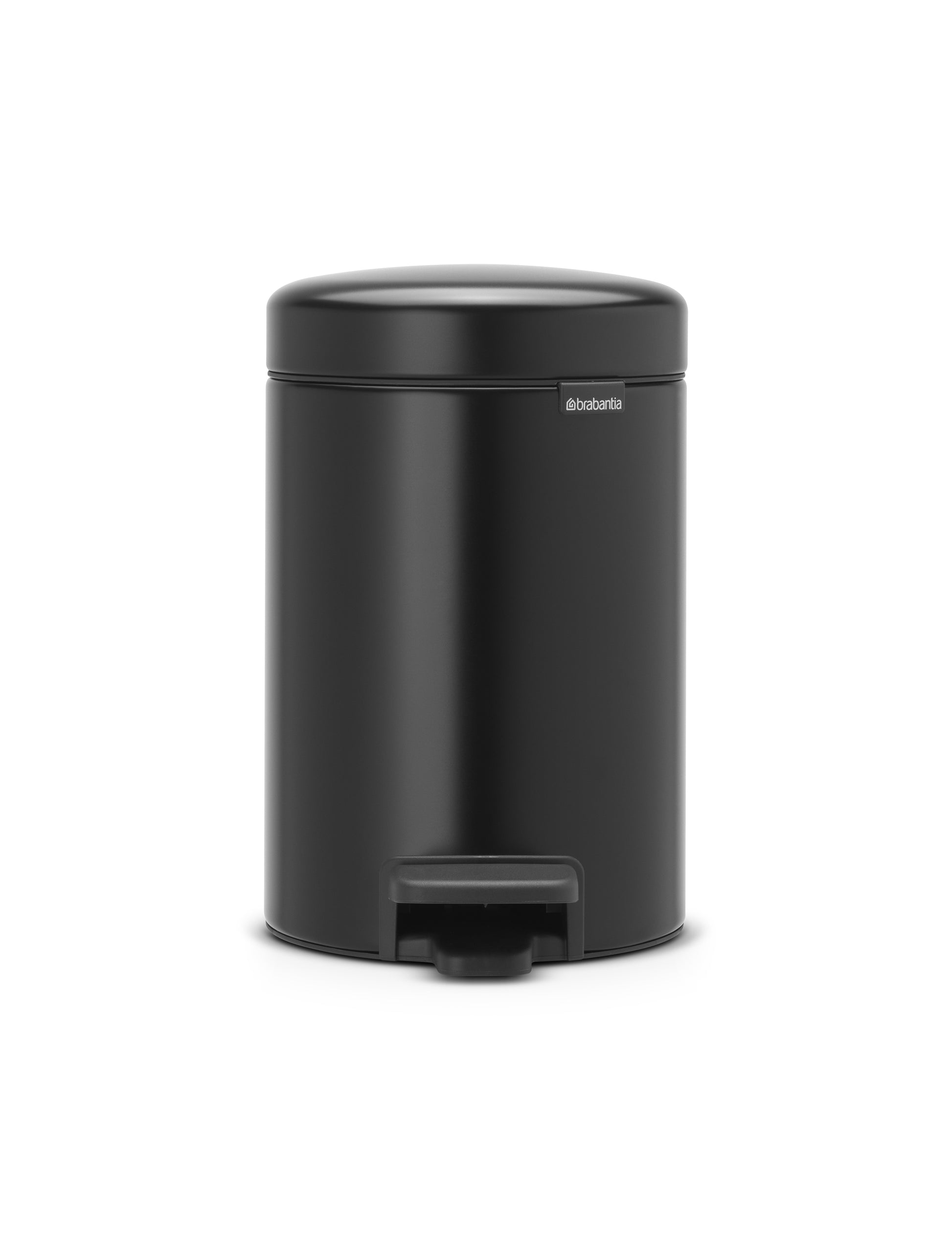 Brabantia newIcon Treteimer – 3 l – Edelstahl, rund – Schwarz – Soft-Close