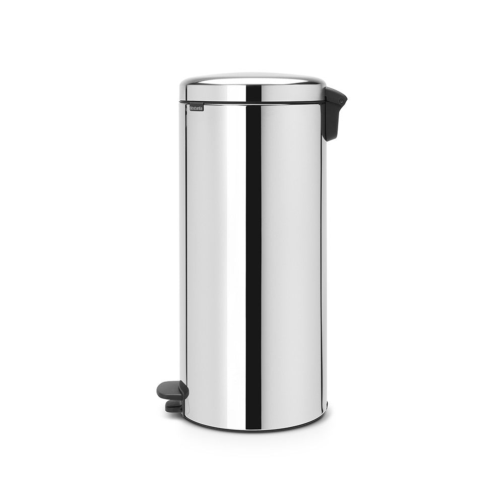 Brabantia NewIcon Papierkorb – 30 l, mit Deckel – Edelstahl, Silber – Ø 300 × H 679 mm