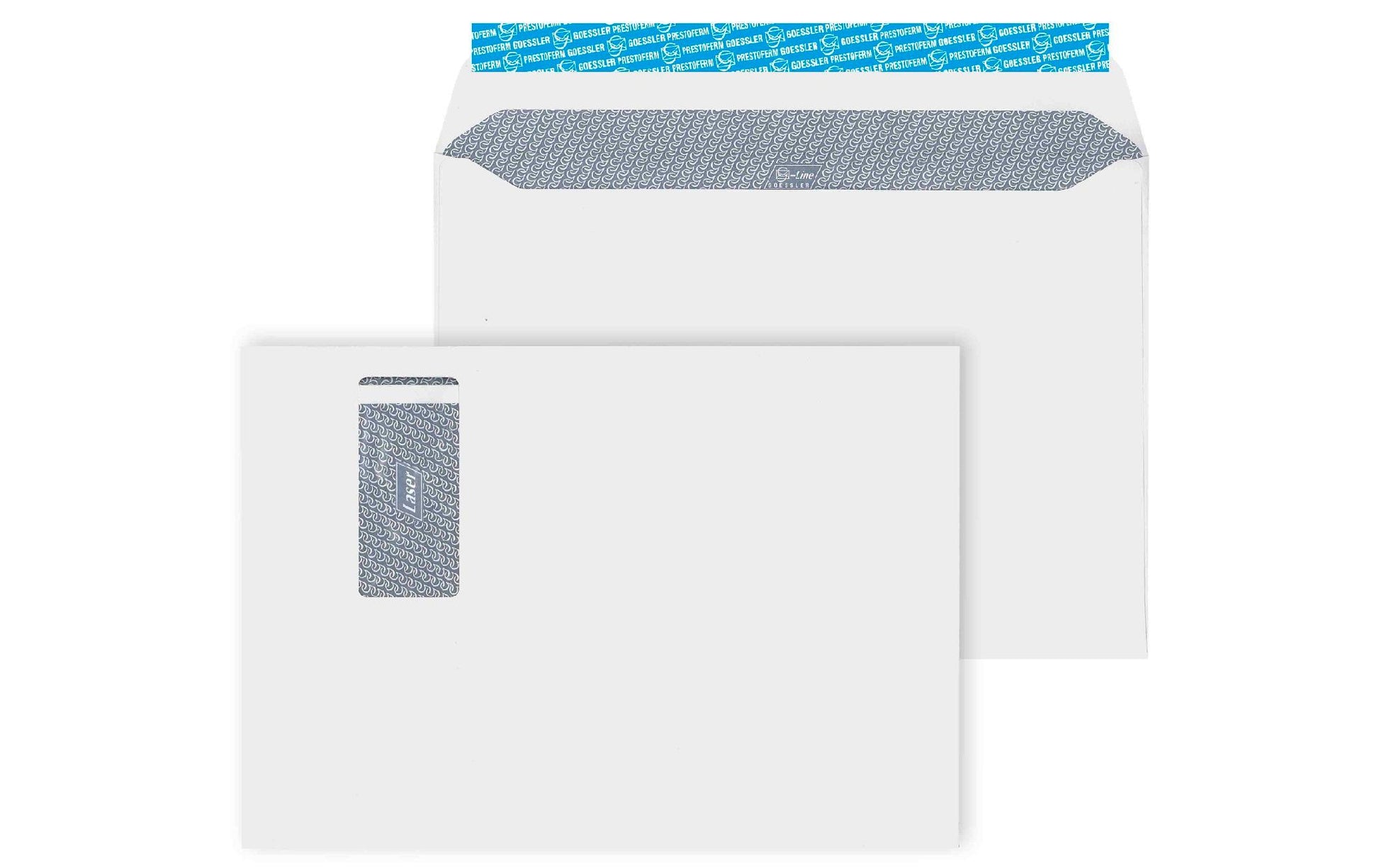 Goessler Couvert C4, Fenster rechts, Haftklebung, Weiss, 120 g/m², Fensterfolie lasertauglich – 250 Stk.