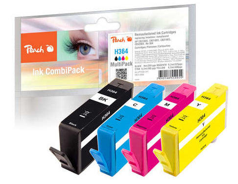 Peach 364 Tintenpatronen-Multipack, Schwarz/Cyan/Magenta/Gelb (Kompatibel) – für HP Deskjet/Photosmart…