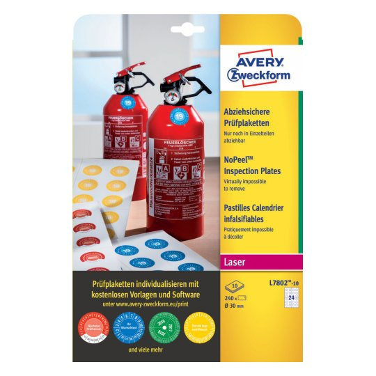 Avery Zweckform Schmucketiketten – Kunststoff, permanent haftend, 240 Stk, 10 Bogen, Ø 30 mm