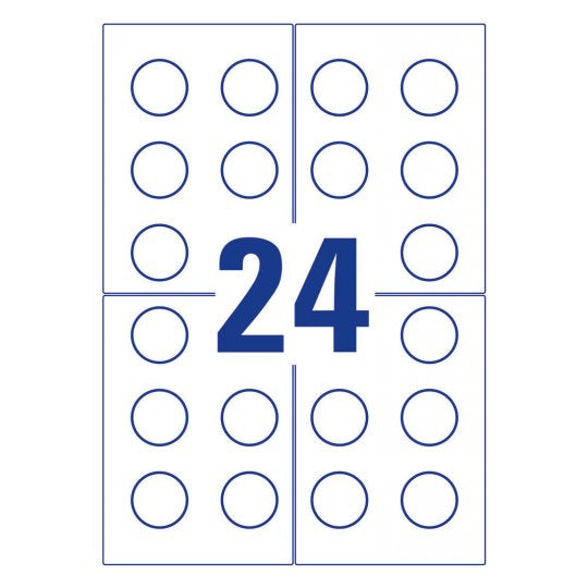 Avery Zweckform – Prüfplaketten, Ø 30 mm, weiss, Kunststoff, permanent, 240 Etiketten (10 Blatt)