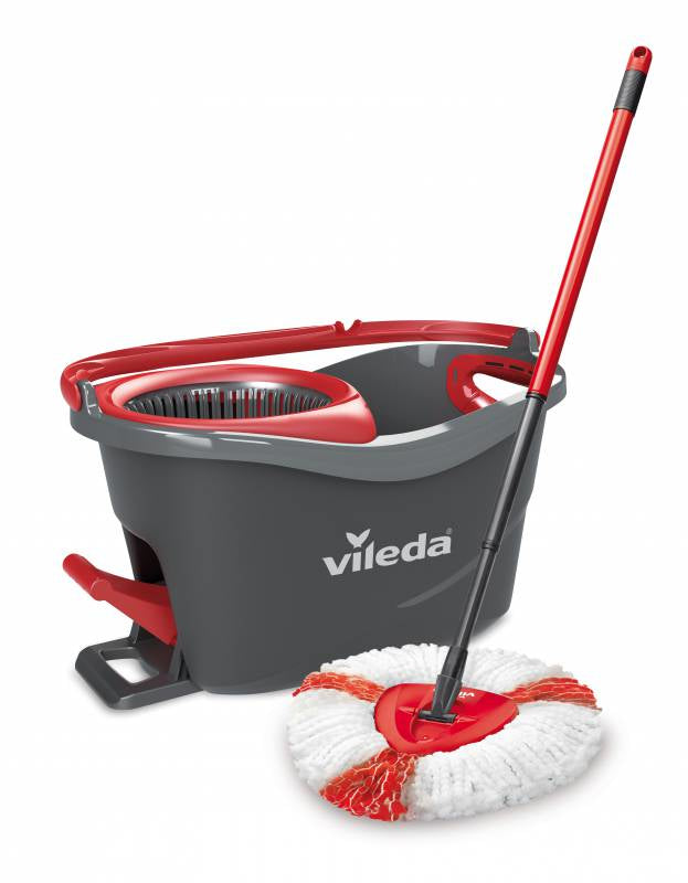 Vileda Turbo Mop – Wischmopp-Set – Teleskopstiel, Rot/Weiss