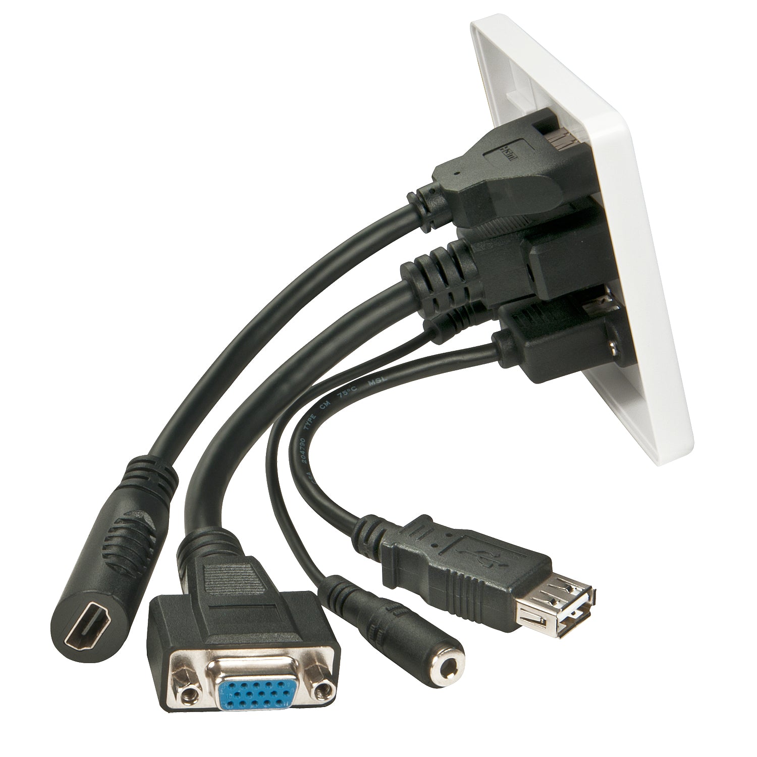 Lindy 60220 – Wandplatte, HDMI, VGA, USB-A, 3,5 mm, Weiss