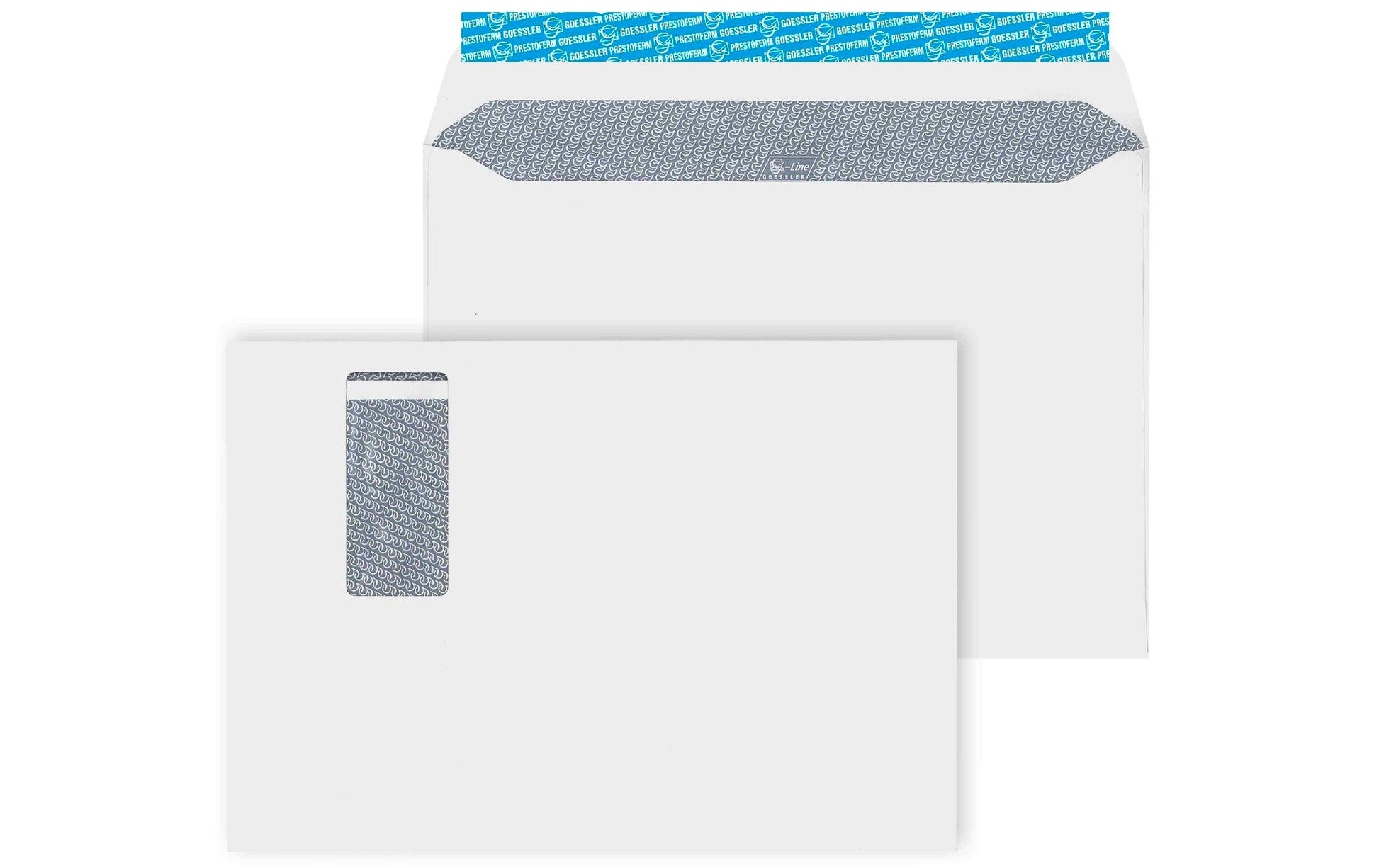 Goessler Couvert C4 (127 × 305 mm), mit Fenster, selbstklebend, weiss, 120 g/m² – 250 Stk.